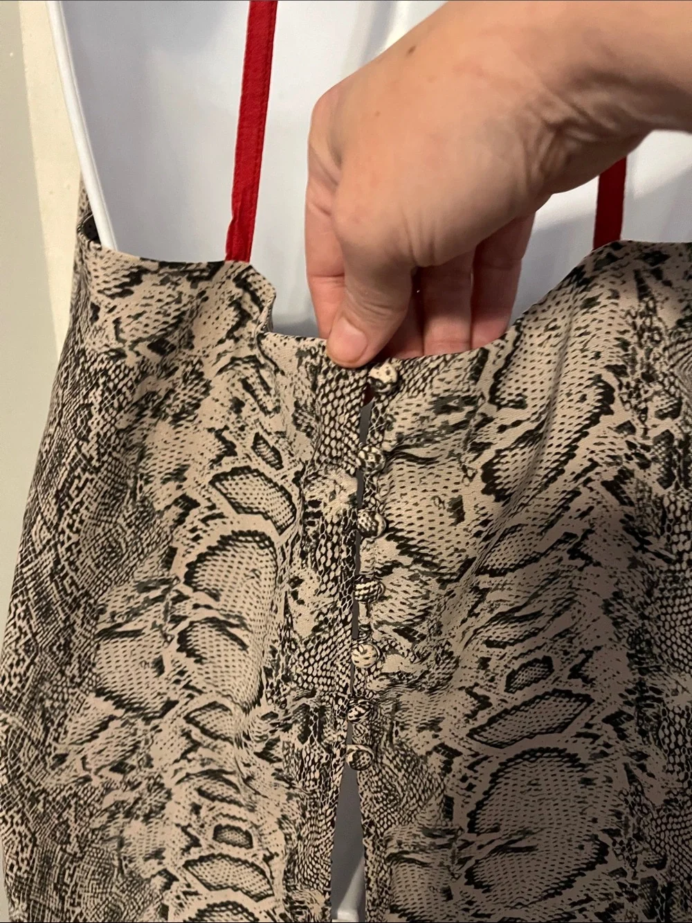 Free People Through the Night Snake Print Halter Tank with Red Neckline